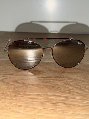 Quay Australia Tortoise Shell Aviator Sunglasses with Brown Gradient Lenses